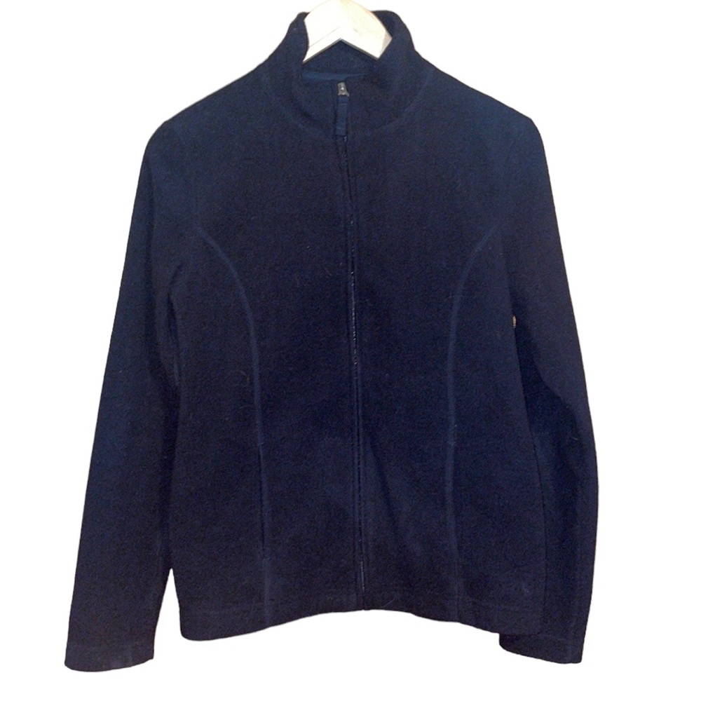 •DANSKIN•FULL ZIP BLACK LIGHTWEIGHT FLEECE ACTIVE WEAR JACKET SIZE MEDIUM EUC